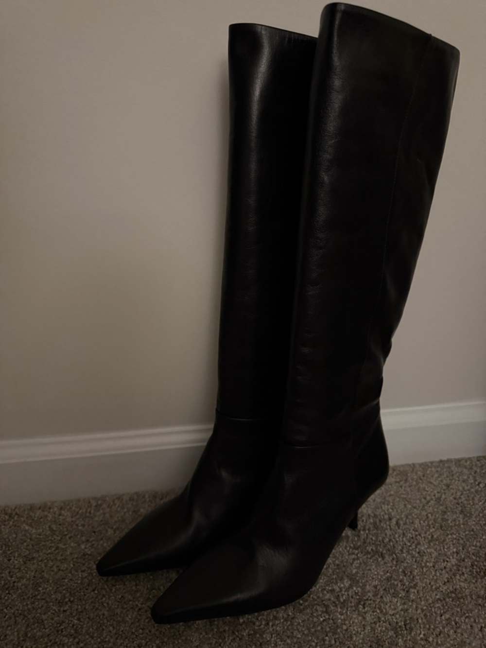 Zara Black Over-The-Knee Pointed-Toe Boots